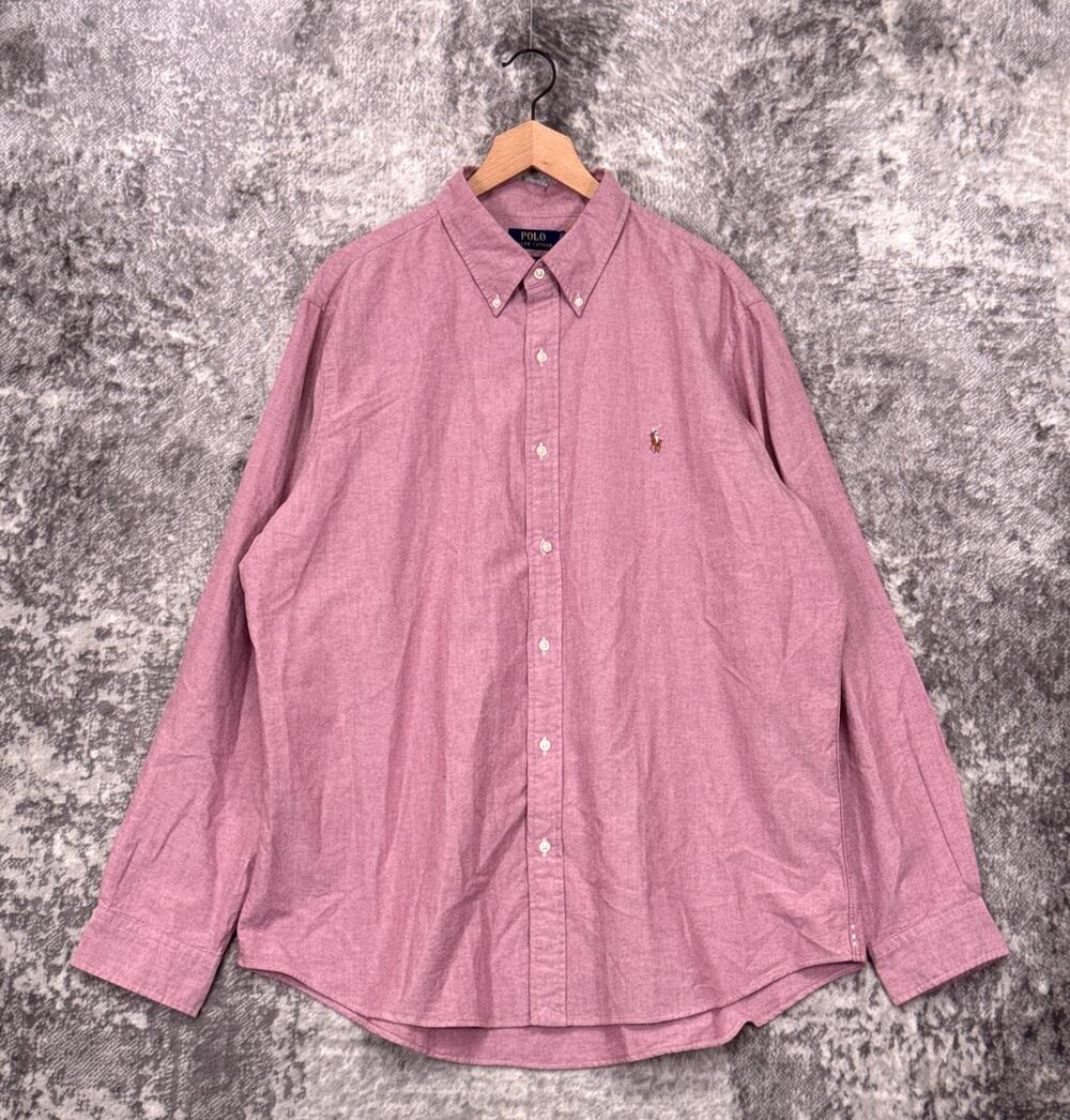 New Polo Ralph Lauren Shirt XXL Mens Classic Fit Red Oxford Long Sleeve 3D Pony